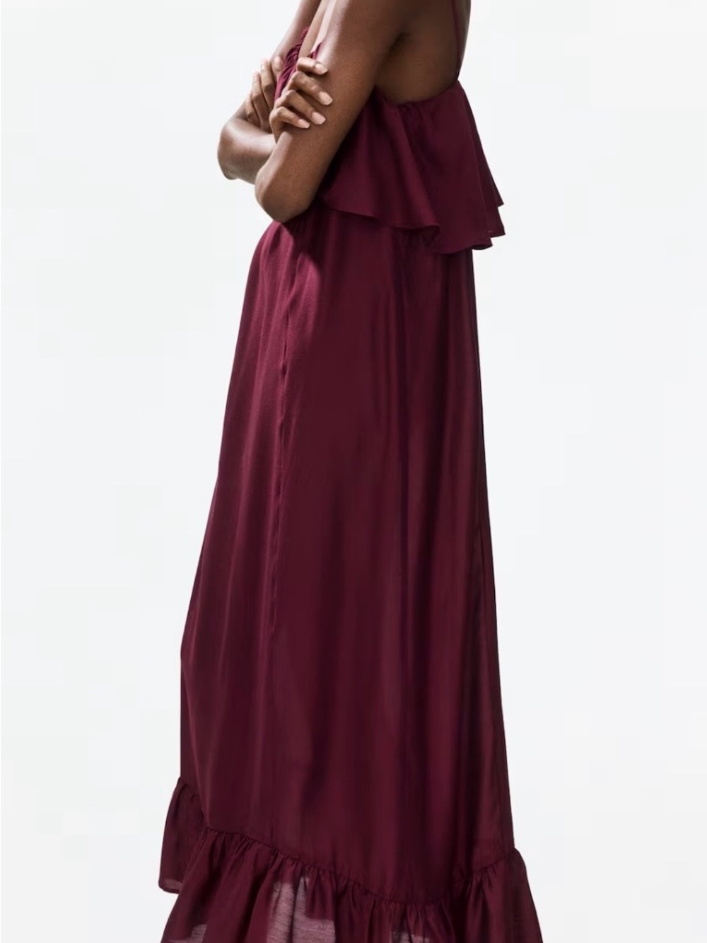 H&M Burgundy Ruffled Maxi Dress - Picture 3 of 10